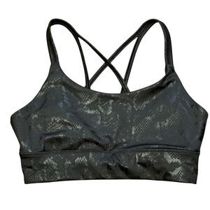 Marika Metallic Black and Gray Snake Print Sports Strappy Bra Size Large